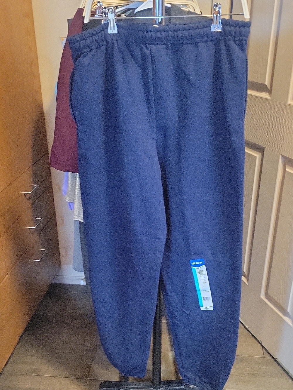 Gildan Navy Blue Fleece Sweatpants with Elastic Waist
